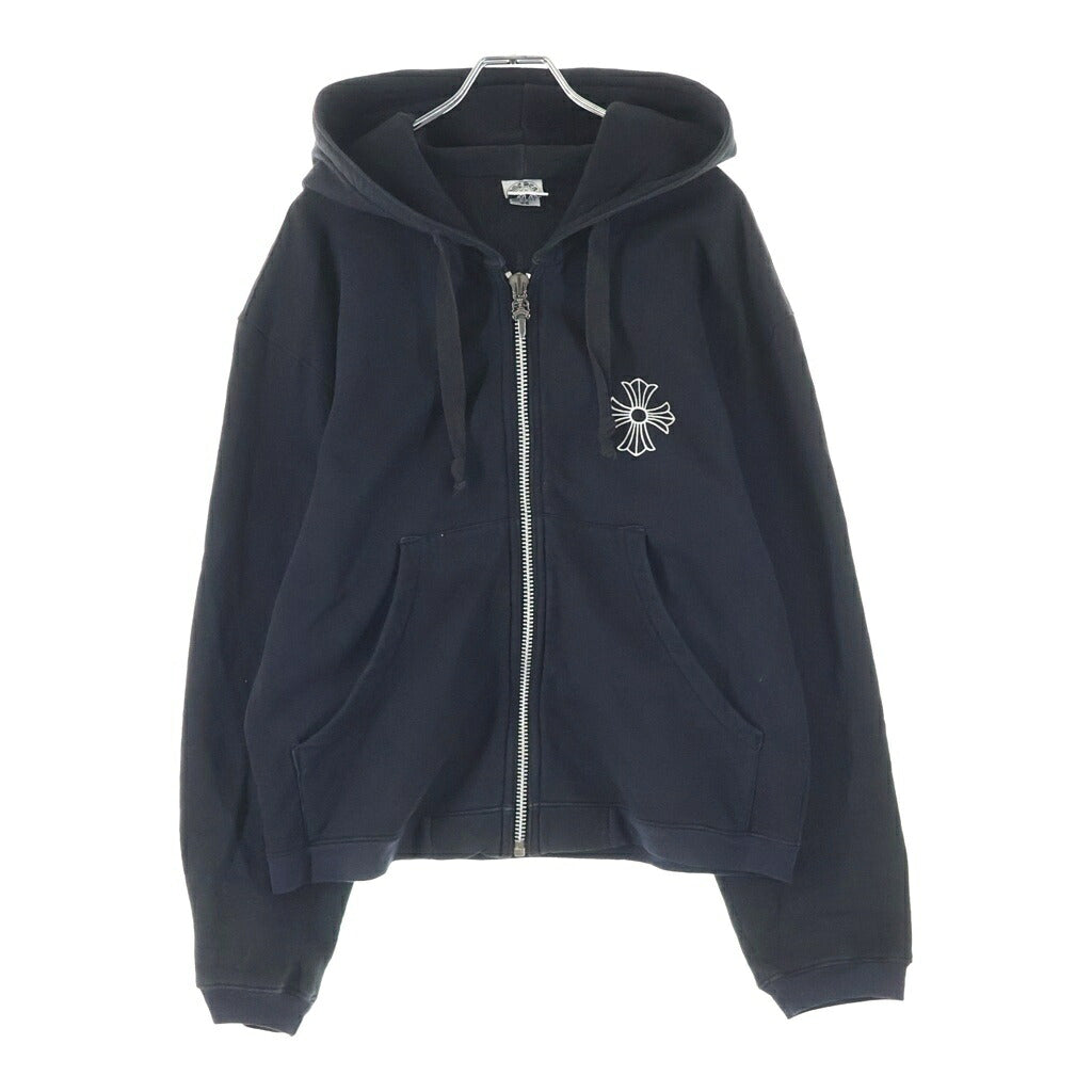 CHROME HEARTS(クロムハーツ) OLD SWTSHRT HD ZIP #10ダガー ジップ CHプラス バックフローラルクロス スウェット パーカー ブラック