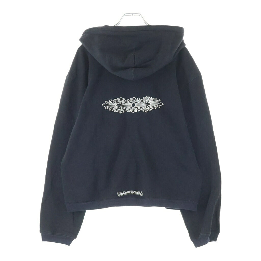 CHROME HEARTS(クロムハーツ) OLD SWTSHRT HD ZIP #10ダガー ジップ CHプラス バックフローラルクロス スウェット パーカー ブラック