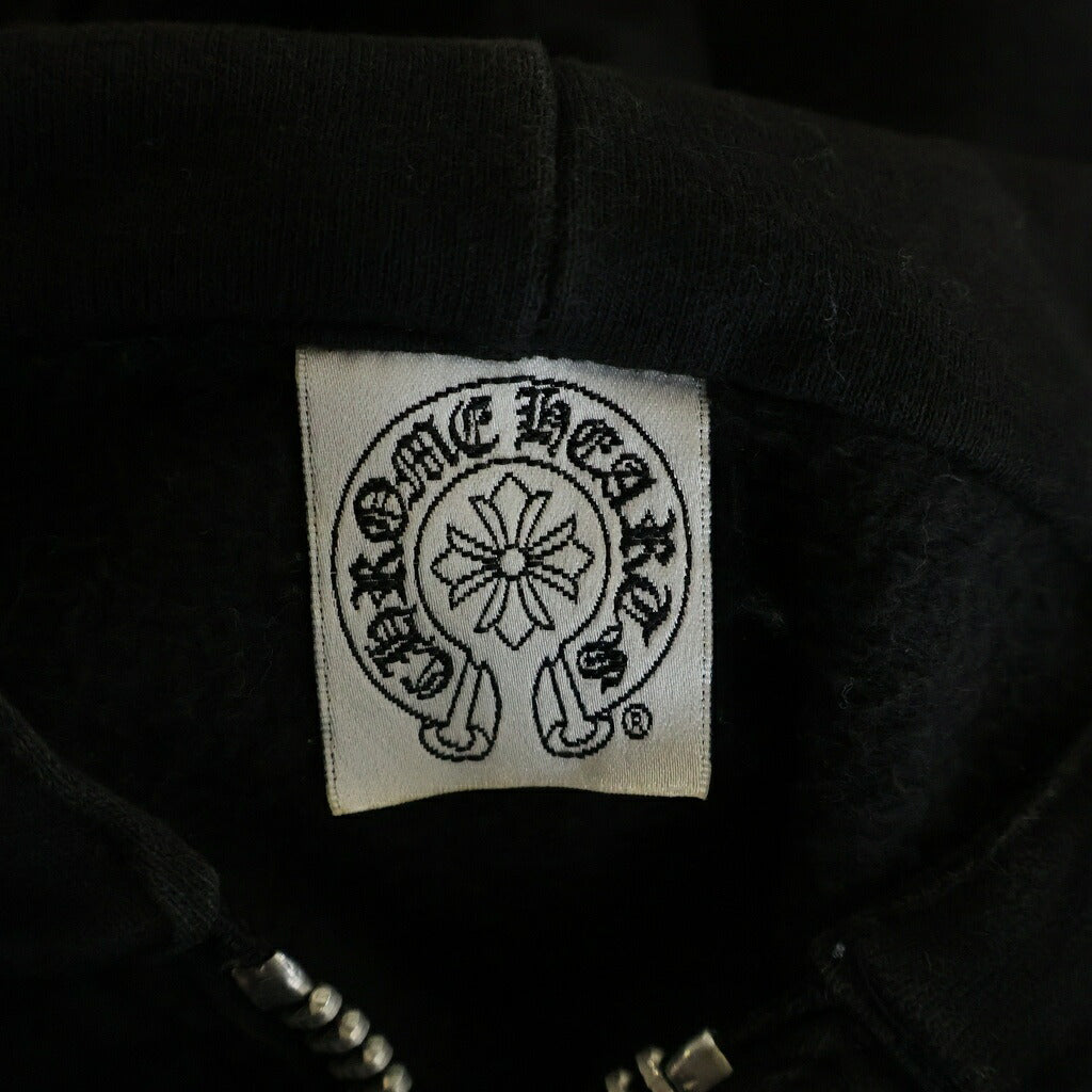 CHROME HEARTS(クロムハーツ) OLD SWTSHRT HD ZIP #10ダガー ジップ CHプラス バックフローラルクロス スウェット パーカー ブラック