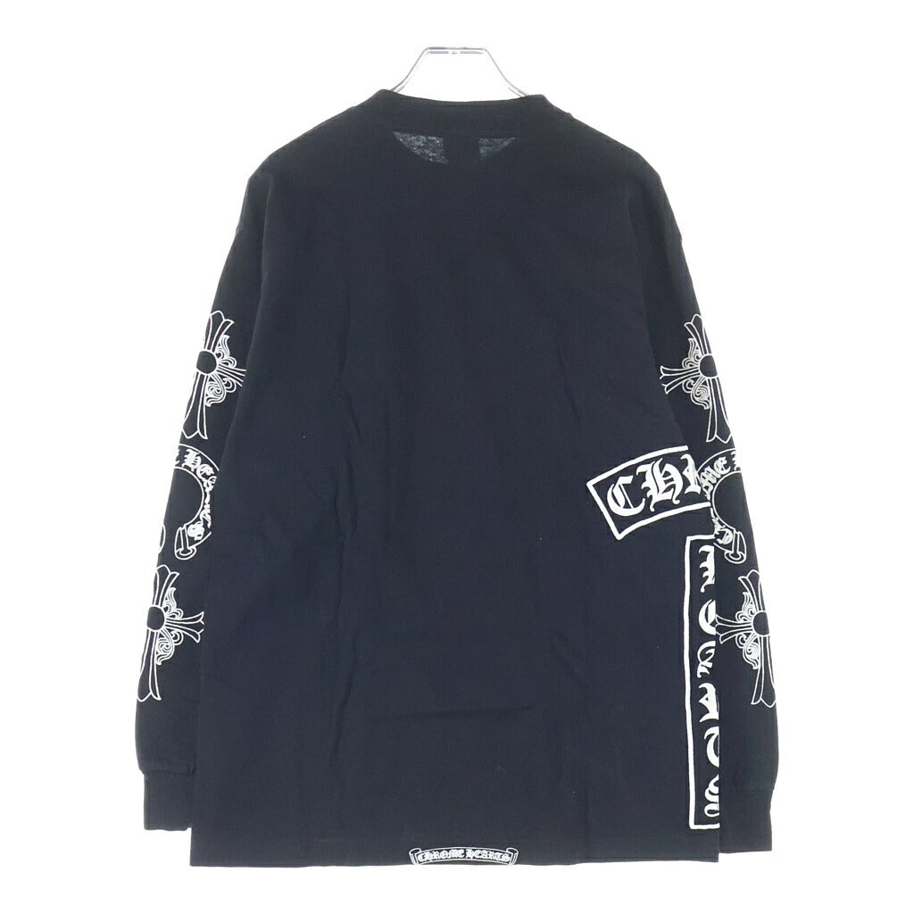 CHROME HEARTS(クロムハーツ) OLD 袖マルチロゴデザイン クルーネック ロングスリーブ 長袖Tシャツ カットソー ブラック