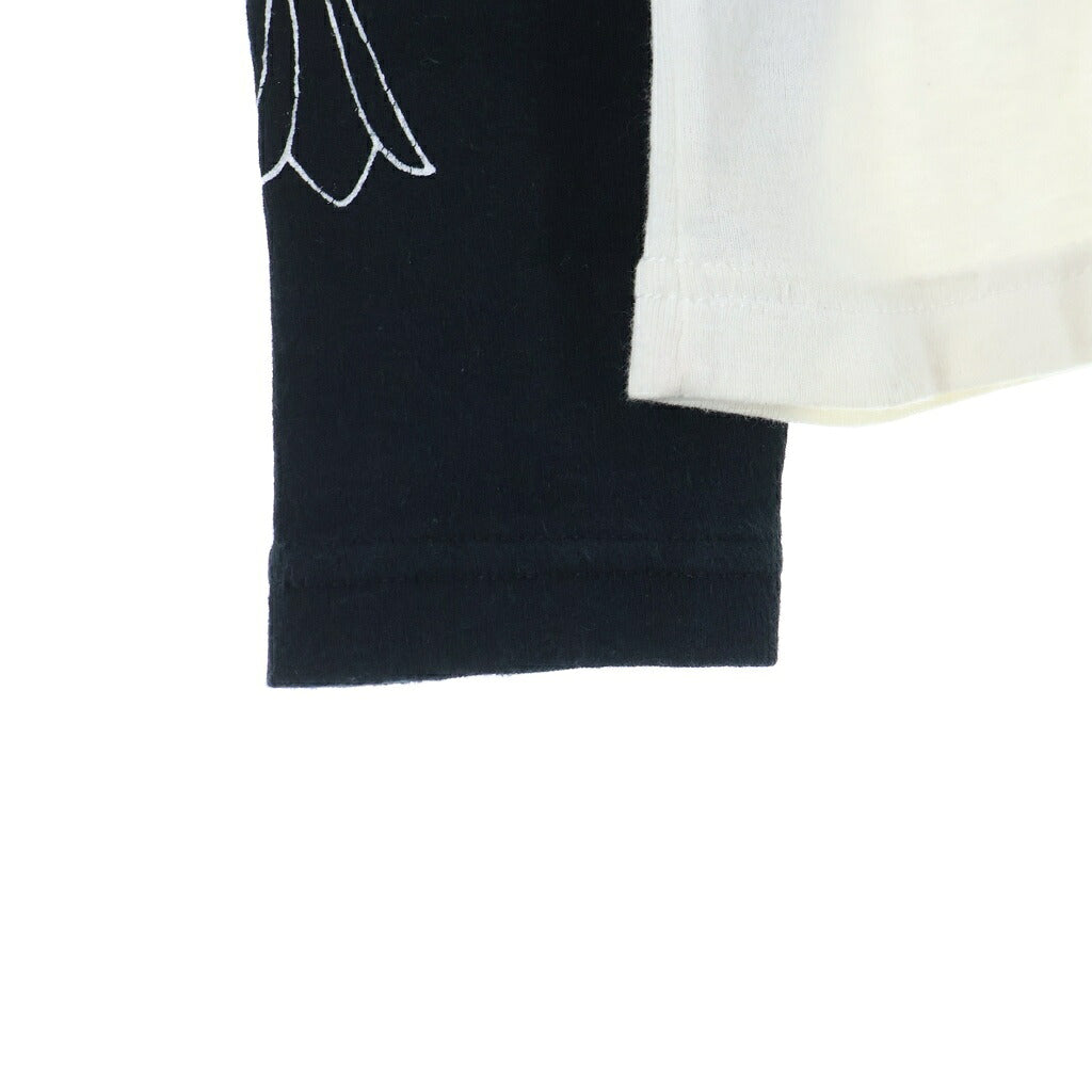 CHROME HEARTS(クロムハーツ) OLD 袖マルチロゴデザイン ネックロゴデザイン ロングスリーブ ラグラン 長袖Tシャツ カットソー ブラック/ホワイト