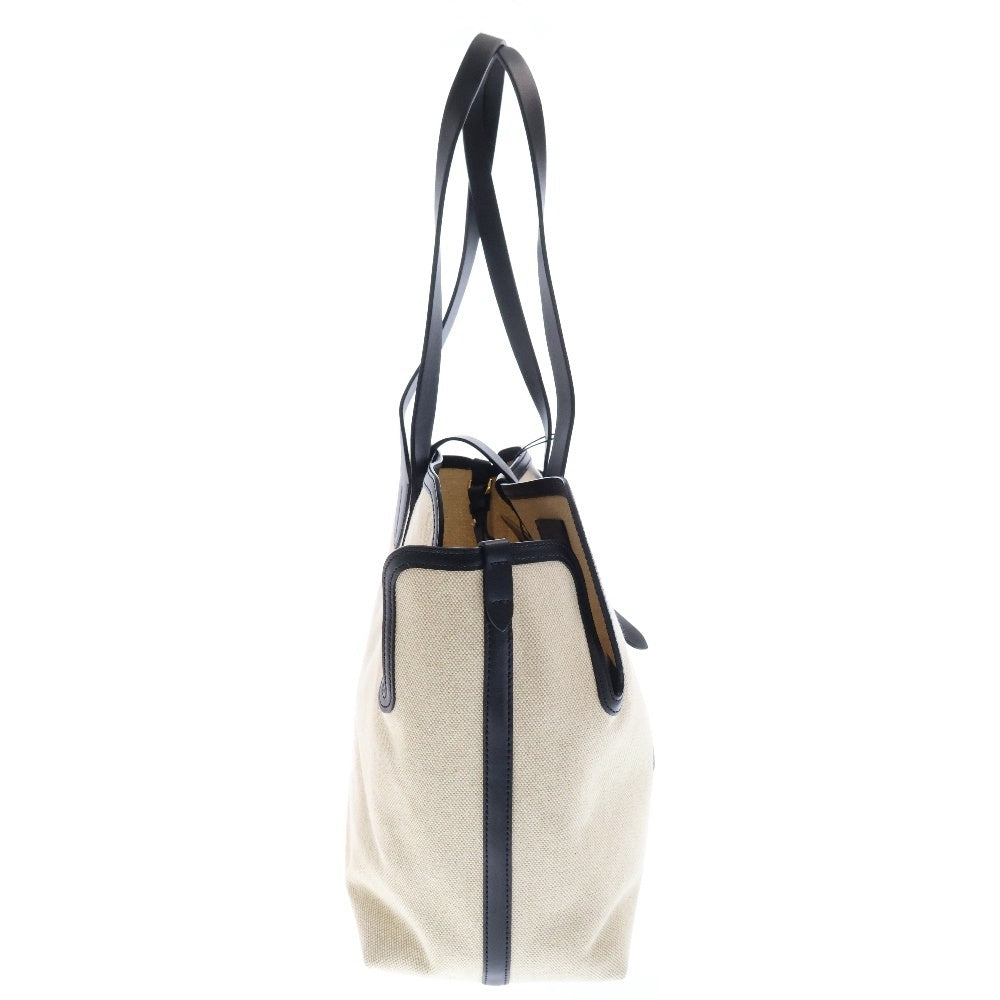 BURBERRY(バーバリー) ホースフェリー ロゴ トートバッグ ベージュ×ブラック ハンドバッグ キャンバス×レザー