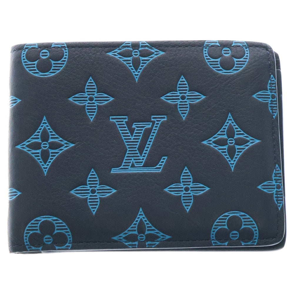 LOUIS VUITTON(ルイヴィトン) モノグラム シャドウ ブルー ポルトフォイユ ミュルティプル RFID M82323