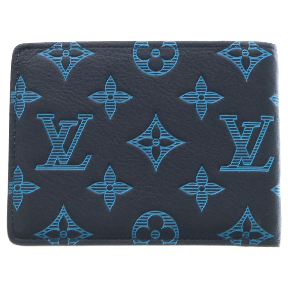 LOUIS VUITTON(ルイヴィトン) モノグラム シャドウ ブルー ポルトフォイユ ミュルティプル RFID M82323