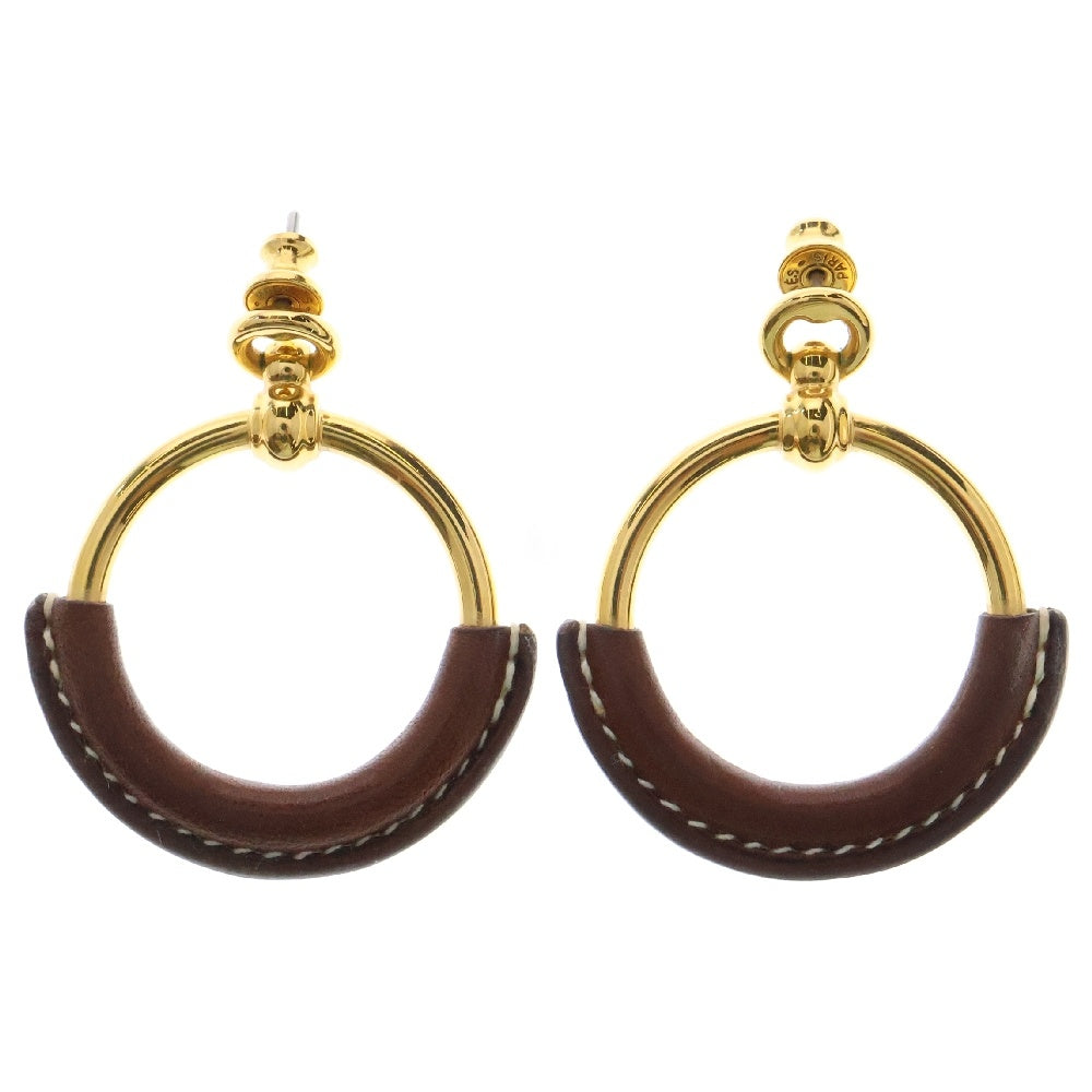 HERMES(エルメス) ループグラン ピアス ゴールド GP×革 アクセサリー