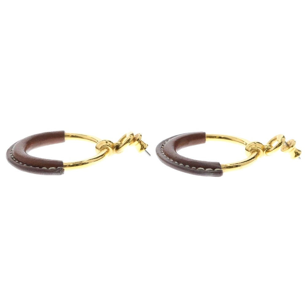 HERMES(エルメス) ループグラン ピアス ゴールド GP×革 アクセサリー