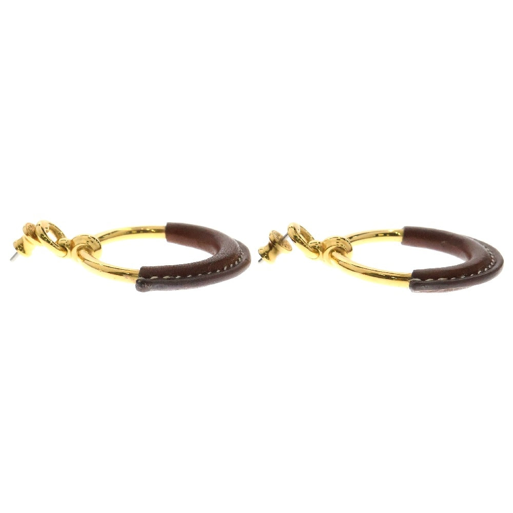 HERMES(エルメス) ループグラン ピアス ゴールド GP×革 アクセサリー