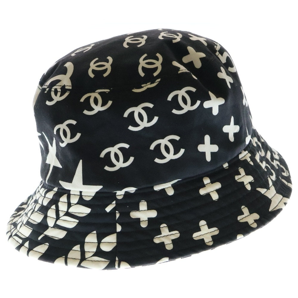CHANEL(シャネル) バケットハット スター/No.5/カメリアモチーフ 帽子 ブラック×ホワイト コットン M