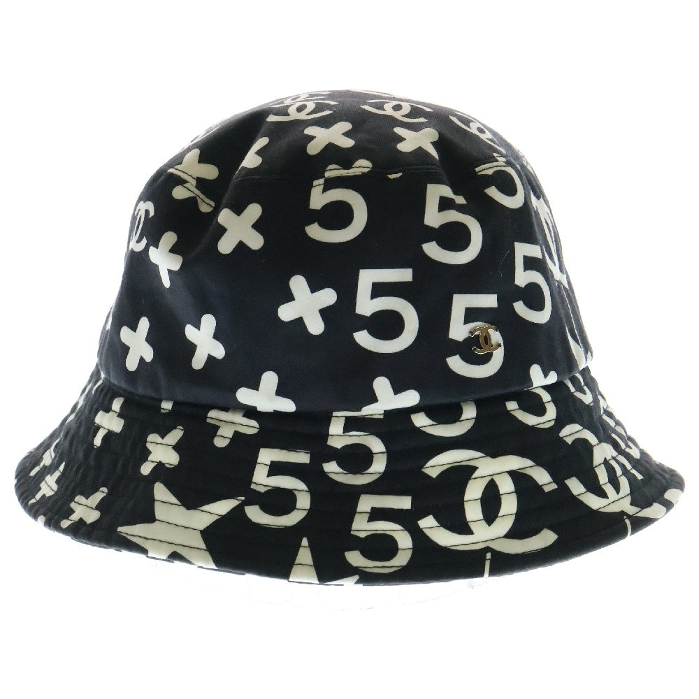 CHANEL(シャネル) バケットハット スター/No.5/カメリアモチーフ 帽子 ブラック×ホワイト コットン M