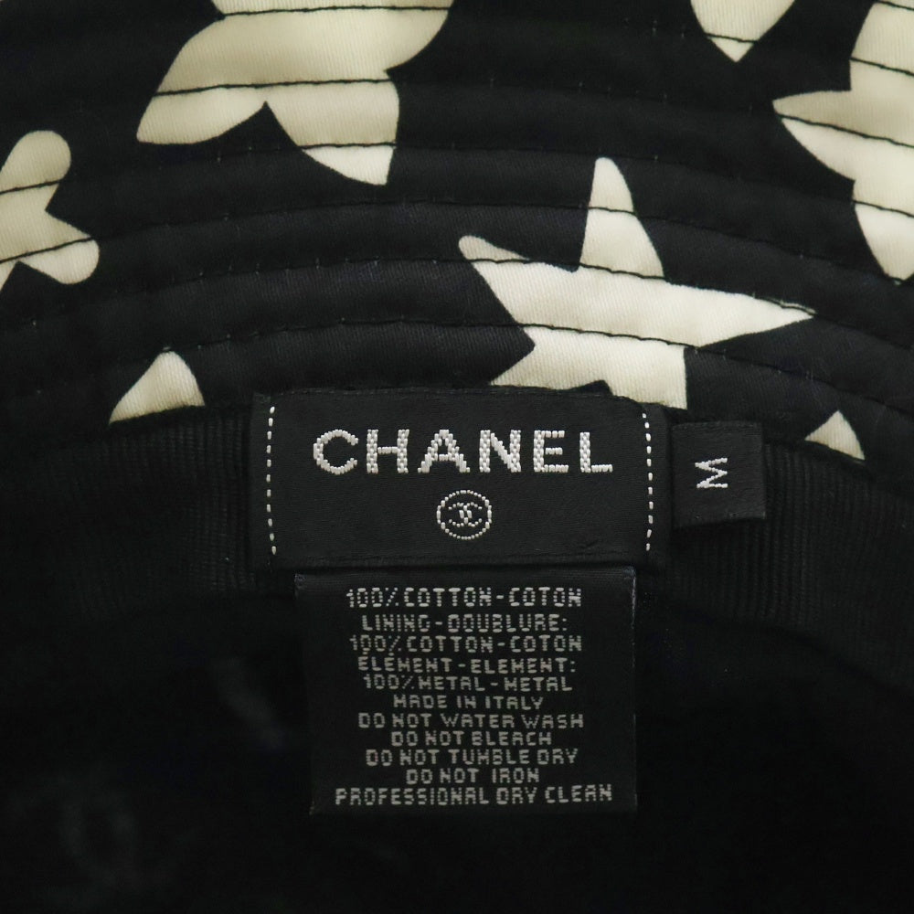 CHANEL(シャネル) バケットハット スター/No.5/カメリアモチーフ 帽子 ブラック×ホワイト コットン M
