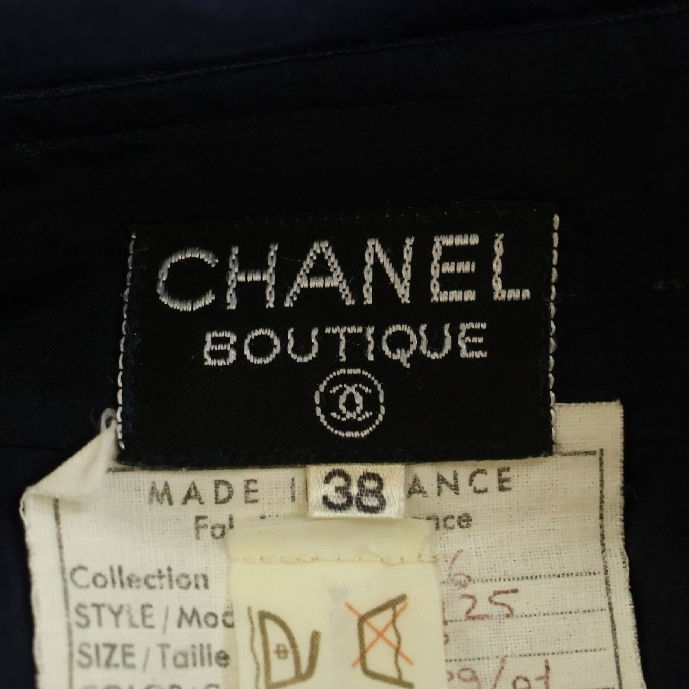 CHANEL(シャネル) ココマーク タック入り コットン シルク スカート ネイビー レディース