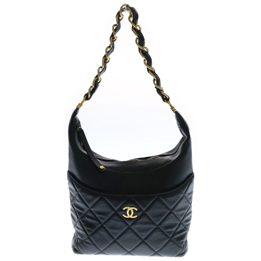 CHANEL(シャネル) ココマーク マトラッセ ラムスキン ホーボー チェーン ワンショルダーバッグ ブラック レディース AS3292