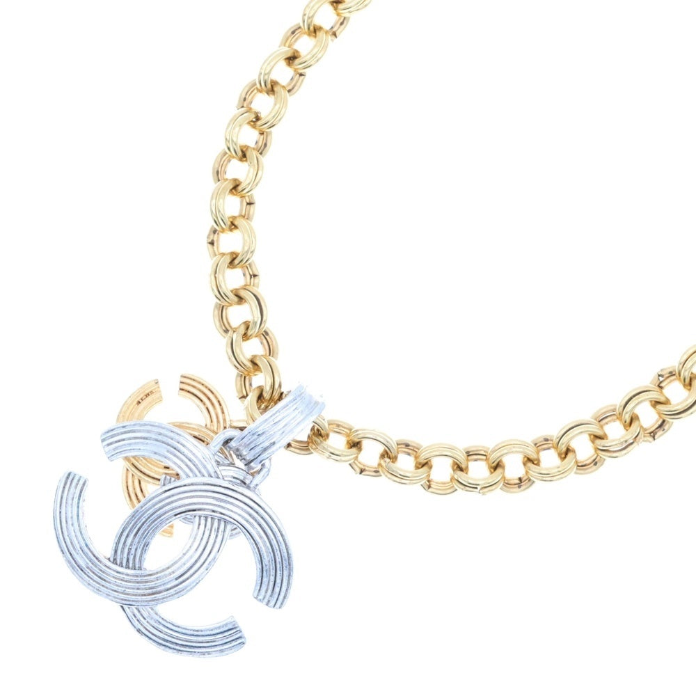 CHANEL(シャネル) 00A ココマーク トリプルココ 3Dネックレス チェーン ペンダント ゴールド×シルバー GP
