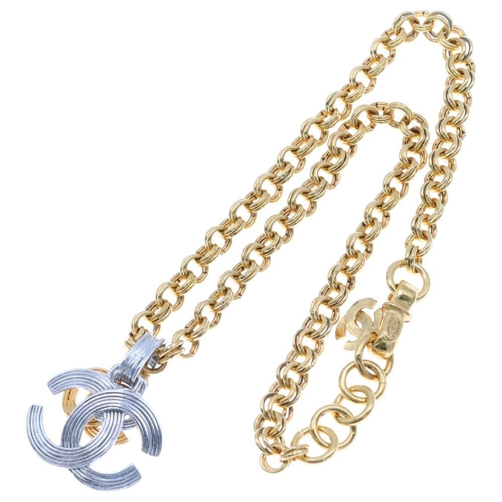 CHANEL(シャネル) 00A ココマーク トリプルココ 3Dネックレス チェーン ペンダント ゴールド×シルバー GP