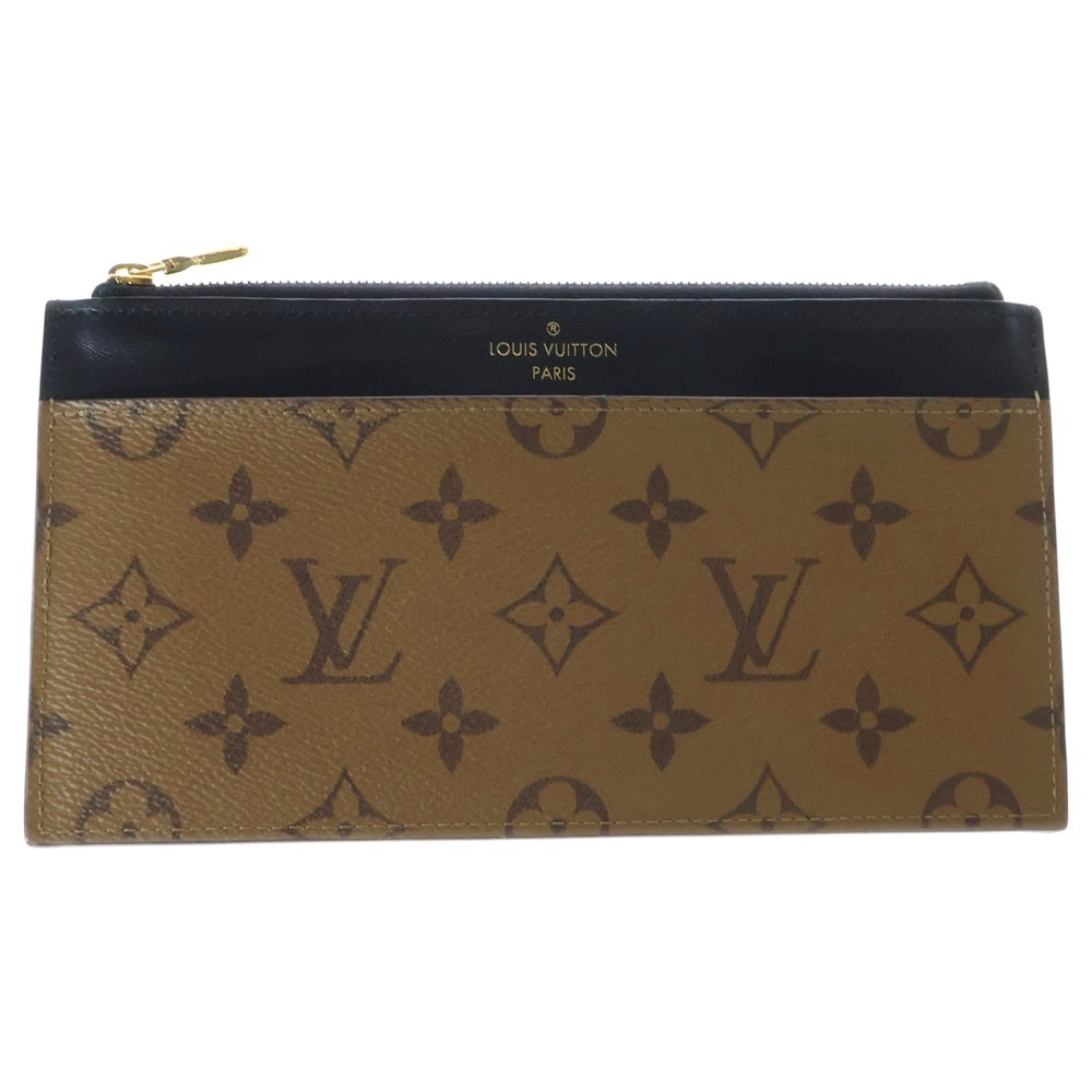 LOUIS VUITTON(ルイヴィトン) モノグラム・リバース スリムパース カードケース 名刺入れ ブラウン PVC ゴールド金具 M80390