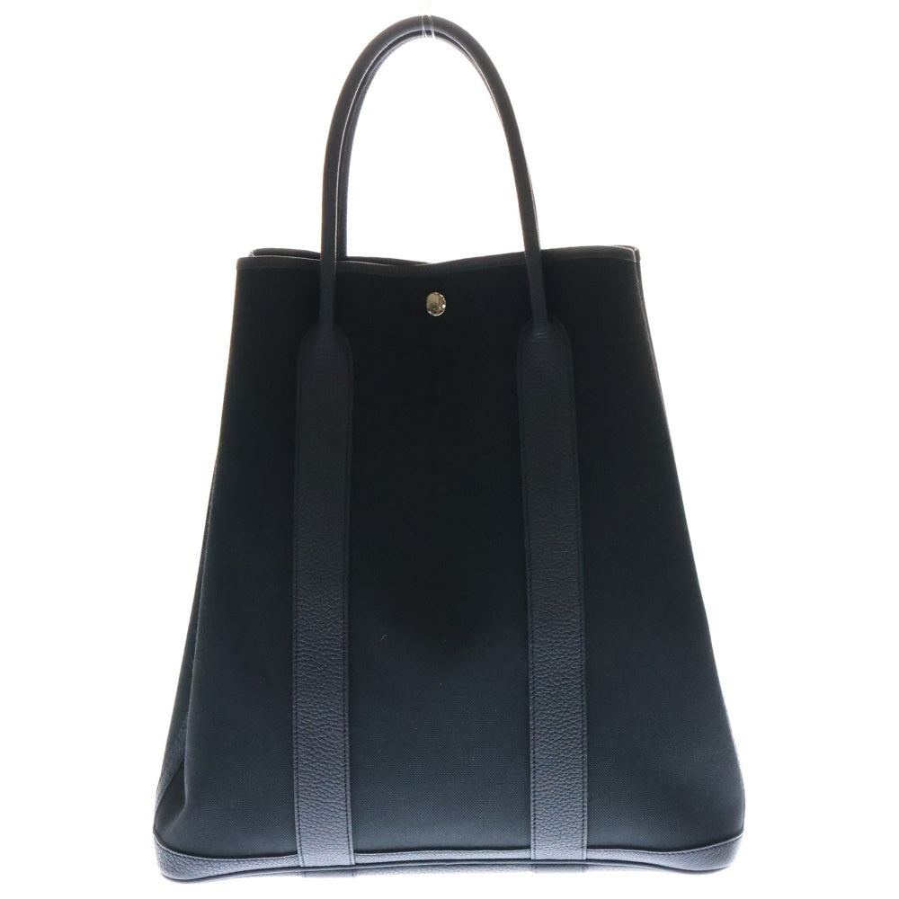 HERMES(エルメス) ガーデンファイル MM トワルアッシュ×ネゴンダ ブラック ネイビー トートバッグ シルバー金具 Z刻印