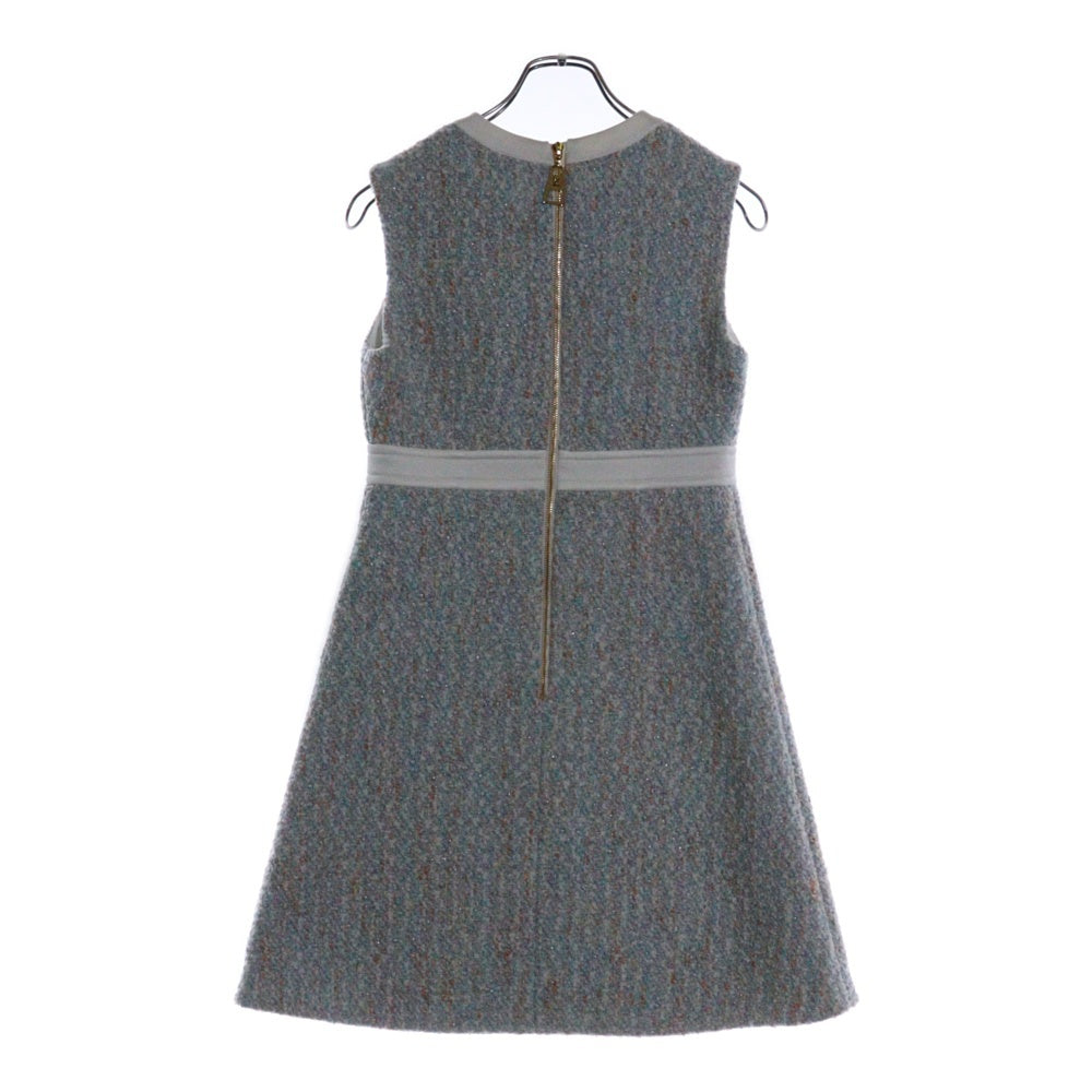 LOUIS VUITTON(ルイヴィトン) 22SS サマースターダスト ルレックスツイード ノースリーブ ミディアム ドレス ワンピース ホワイト/ライトブルー レディース RW222W P24 FNDR64