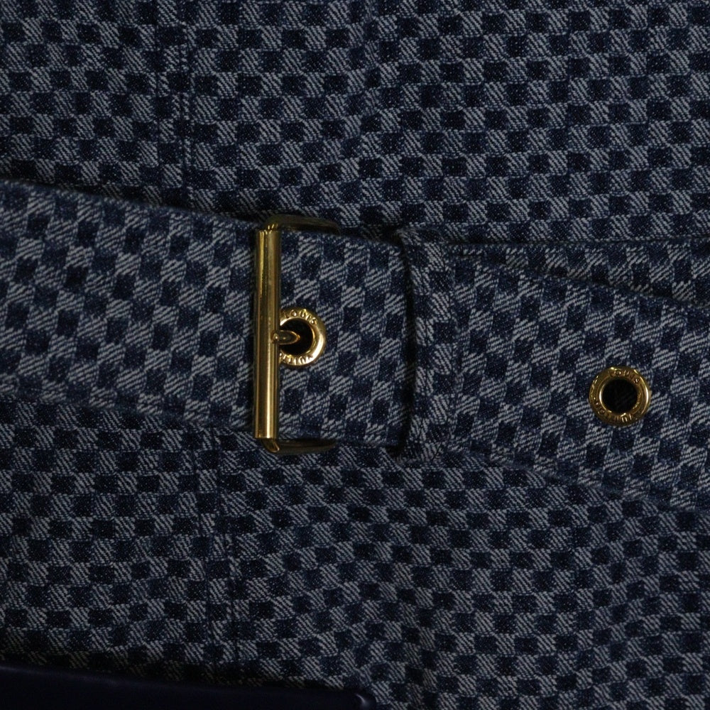 LOUIS VUITTON(ルイヴィトン) 22SS ダミエ 総柄 ノースリーブ バックジップ デニム ミディアムワンピース ドレス インディゴ ブルー レディース RW221J LZ4 FMDR49