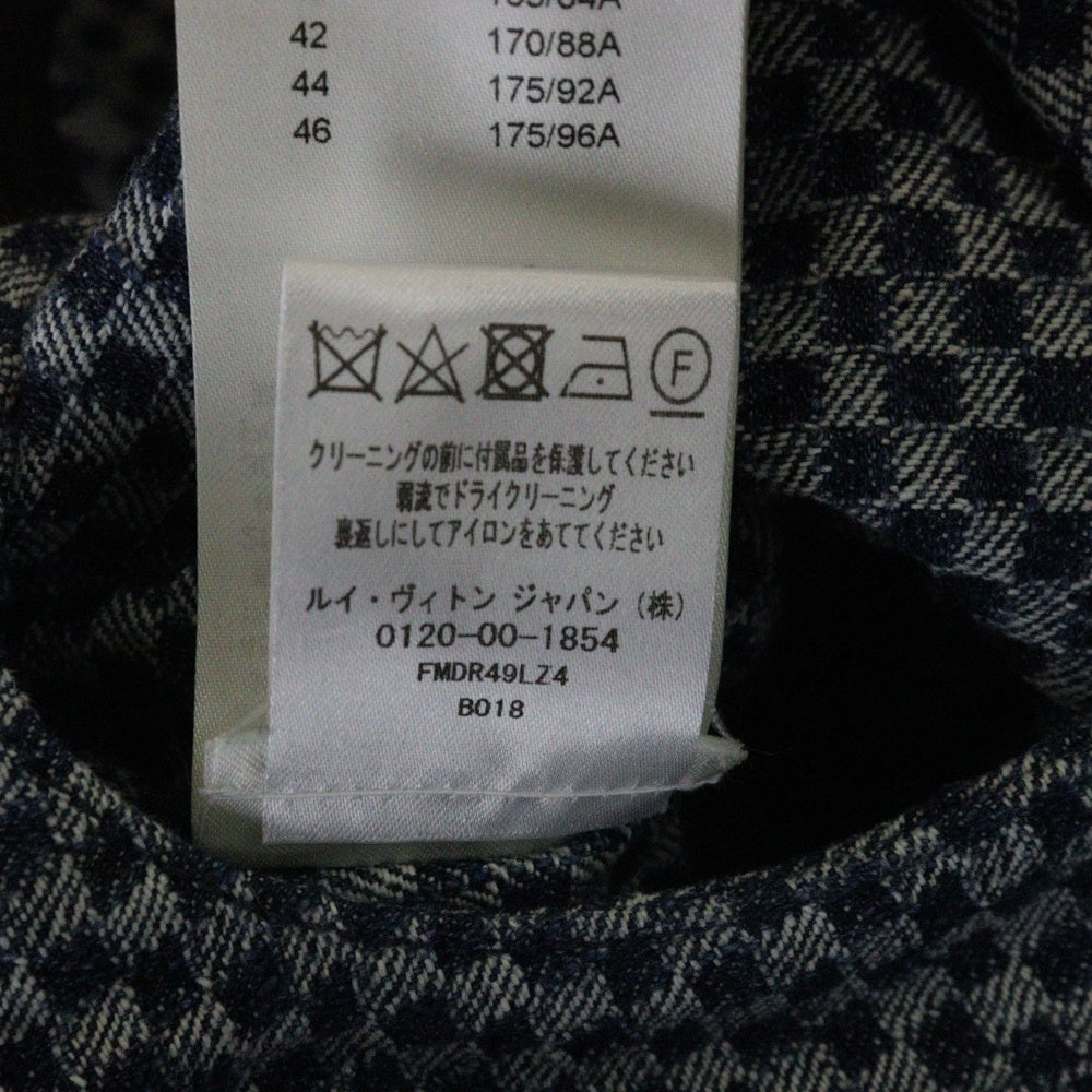 LOUIS VUITTON(ルイヴィトン) 22SS ダミエ 総柄 ノースリーブ バックジップ デニム ミディアムワンピース ドレス インディゴ ブルー レディース RW221J LZ4 FMDR49