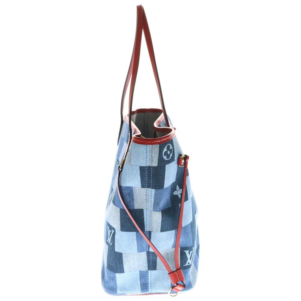 LOUIS VUITTON(ルイヴィトン) モノグラムデニム ネヴァーフルMM M44981 トートバッグ キャンバス インディゴ×レッド