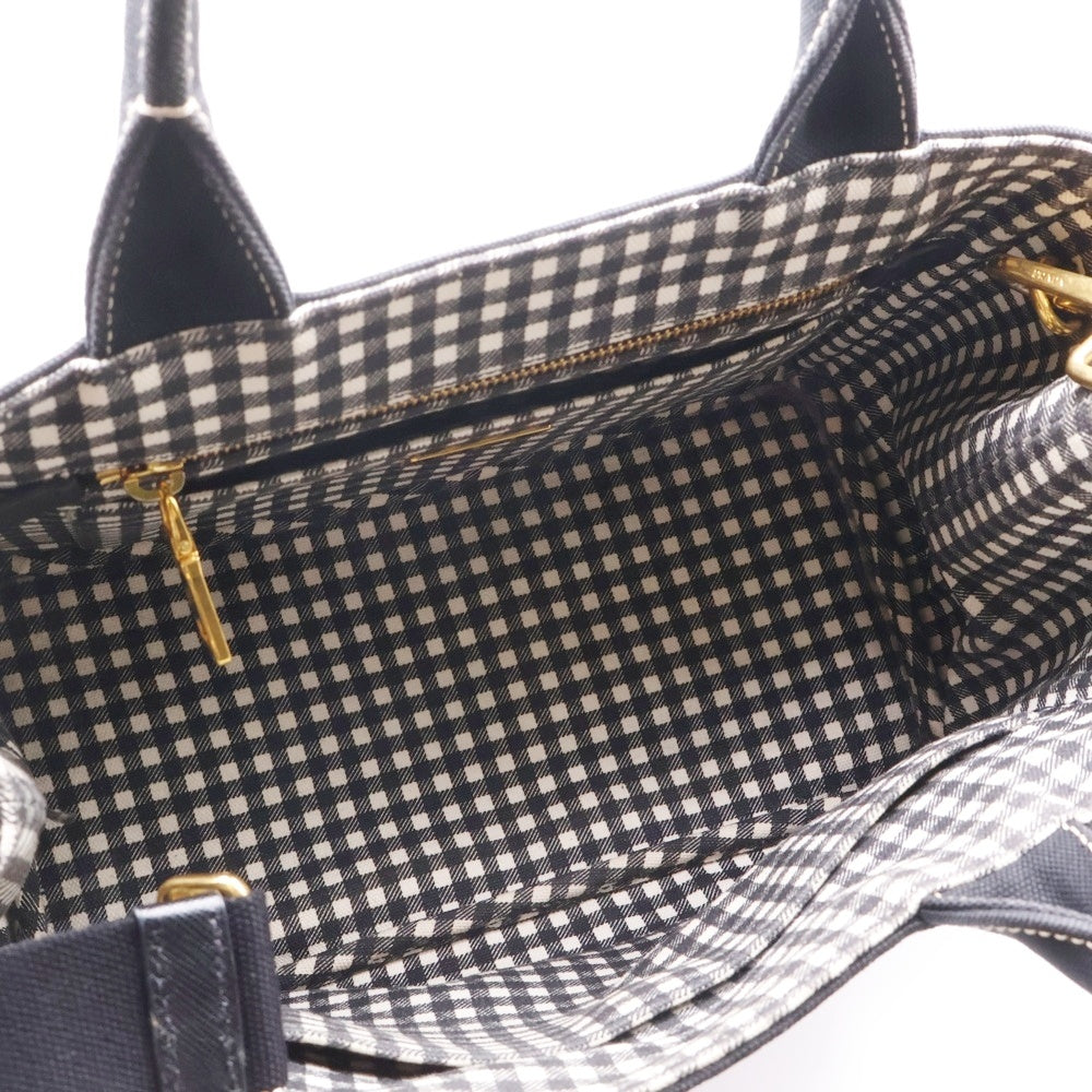 PRADA(プラダ) カナパ 2WAYハンドバッグ トートバッグ ショルダーバッグ ブラック ゴールド金具 キャンバス 1BG439