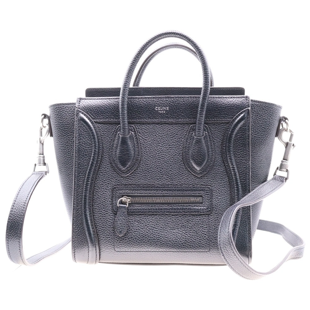 CELINE(セリーヌ) ラゲージ ナノショッパー ブラック レザー 2WAY ハンドバッグ ショルダーバッグ 189243