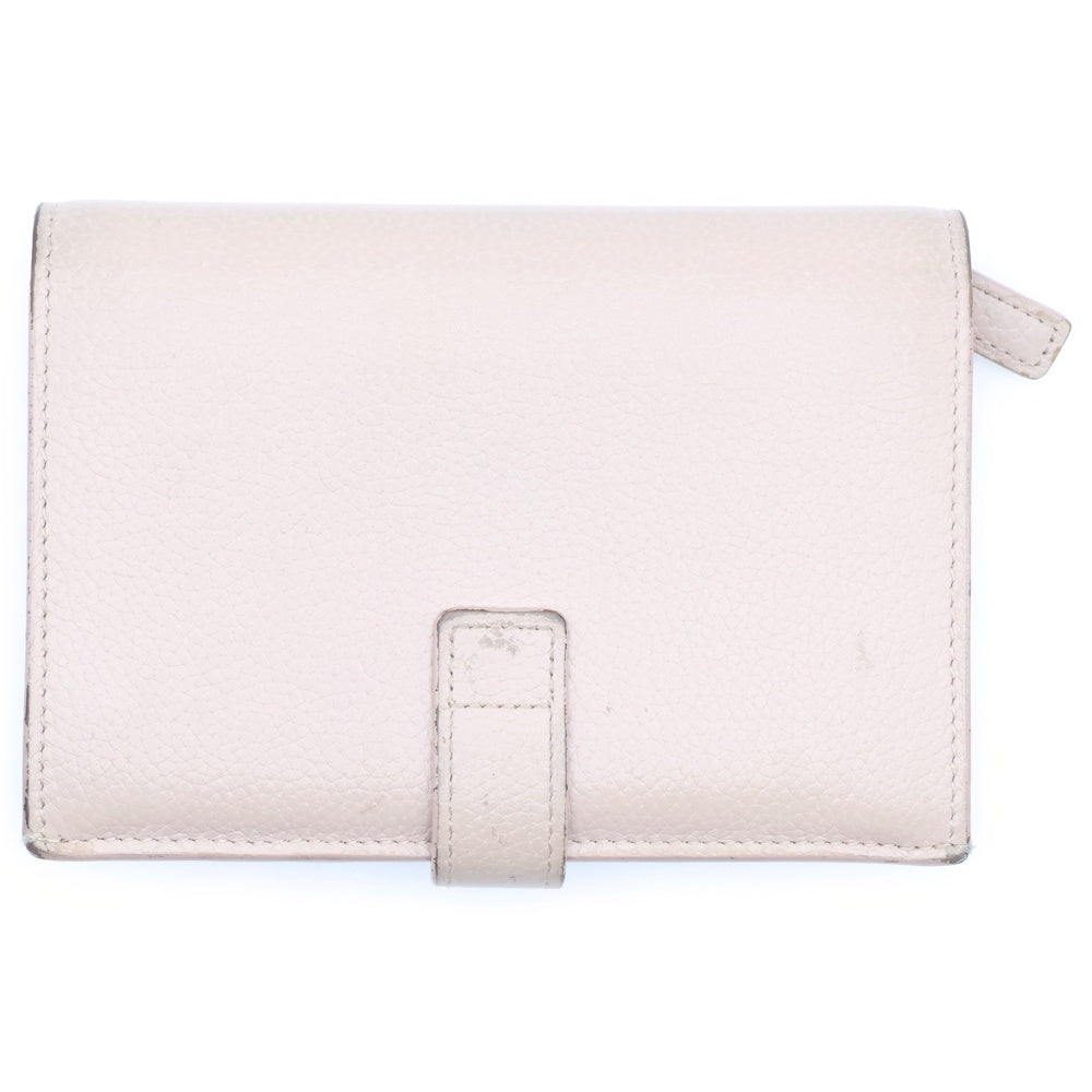 SAINT LAURENT PARIS(サンローランパリ) 二つ折り財布 コンパクトウォレット カードケース ピンクベージュ シルバー金具 レザー 505011