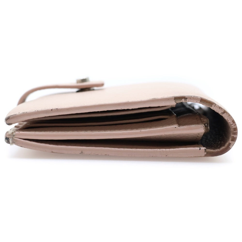 SAINT LAURENT PARIS(サンローランパリ) 二つ折り財布 コンパクトウォレット カードケース ピンクベージュ シルバー金具 レザー 505011