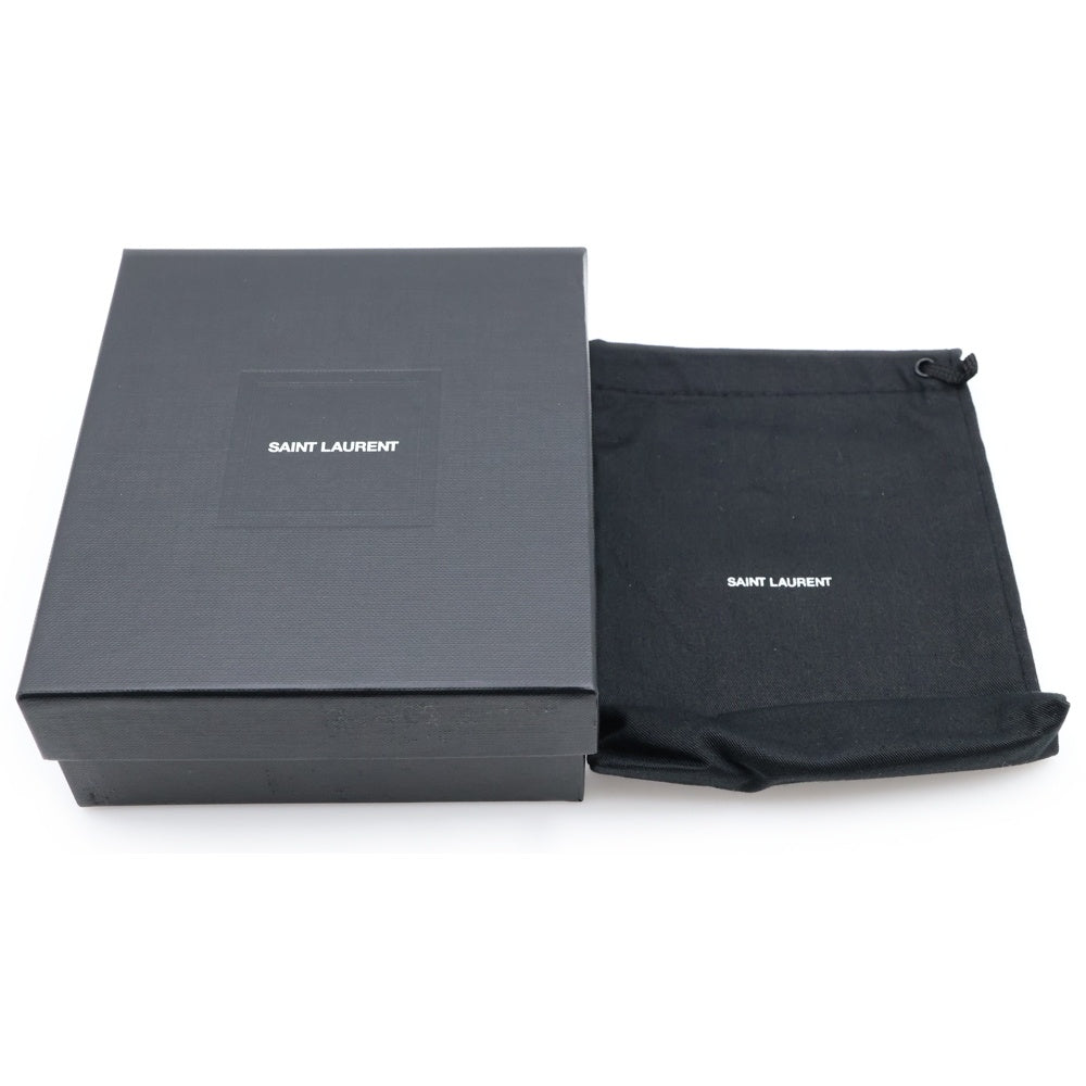 SAINT LAURENT PARIS(サンローランパリ) 二つ折り財布 コンパクトウォレット カードケース ピンクベージュ シルバー金具 レザー 505011