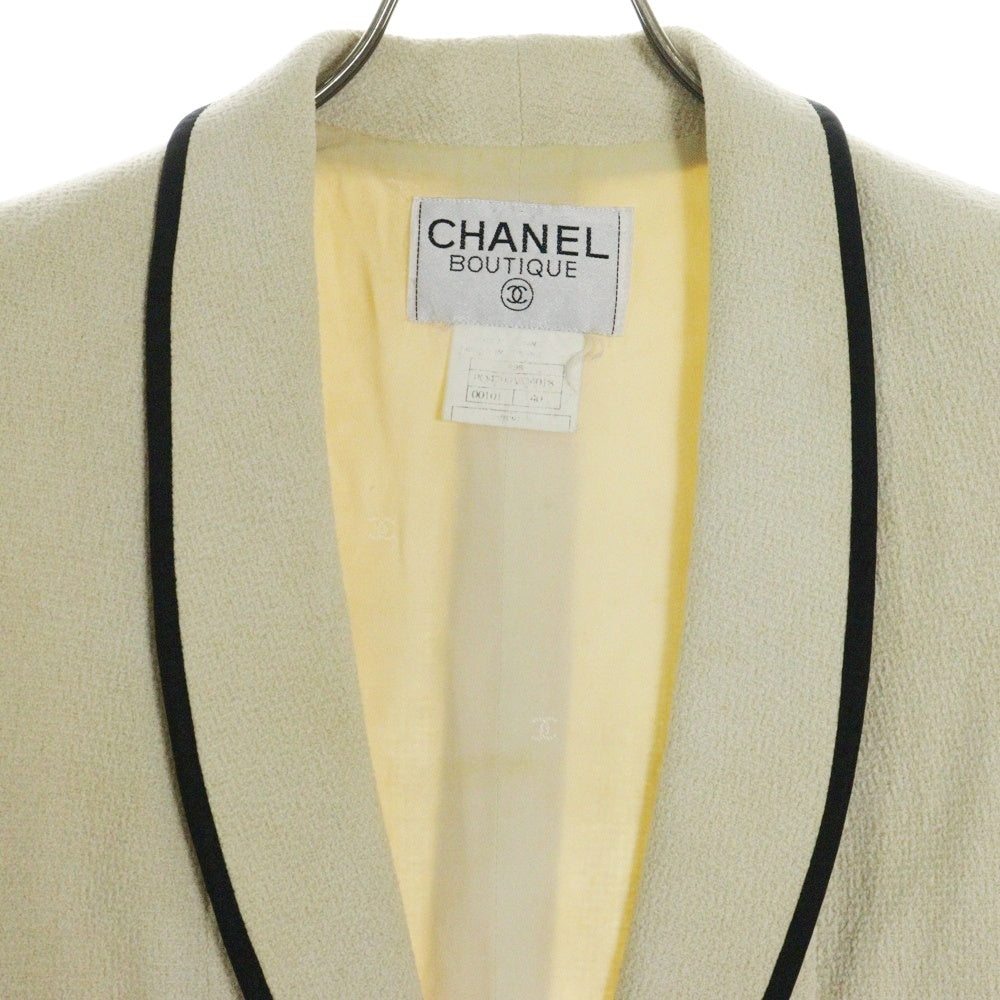 CHANEL(シャネル) P95 スプリングコレクション ココマークボタン パイピング ショールカラー 1B ツイード テーラードジャケット アイボリー/ブラック レディース PO4790VO4018
