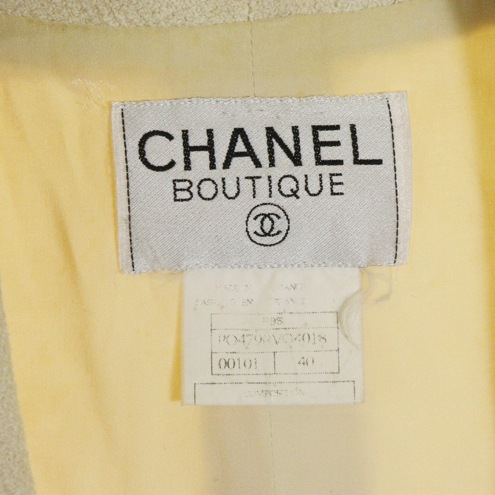 CHANEL(シャネル) P95 スプリングコレクション ココマークボタン パイピング ショールカラー 1B ツイード テーラードジャケット アイボリー/ブラック レディース PO4790VO4018