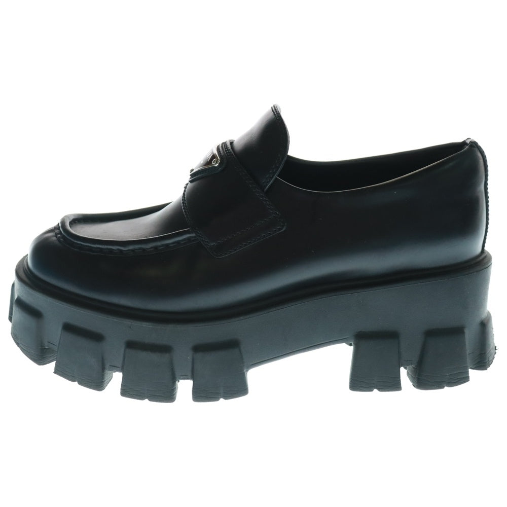 PRADA(プラダ) モノリス トライアングルロゴプレート レザー 厚底 ローファー シューズ ブラック レディース 2DE129