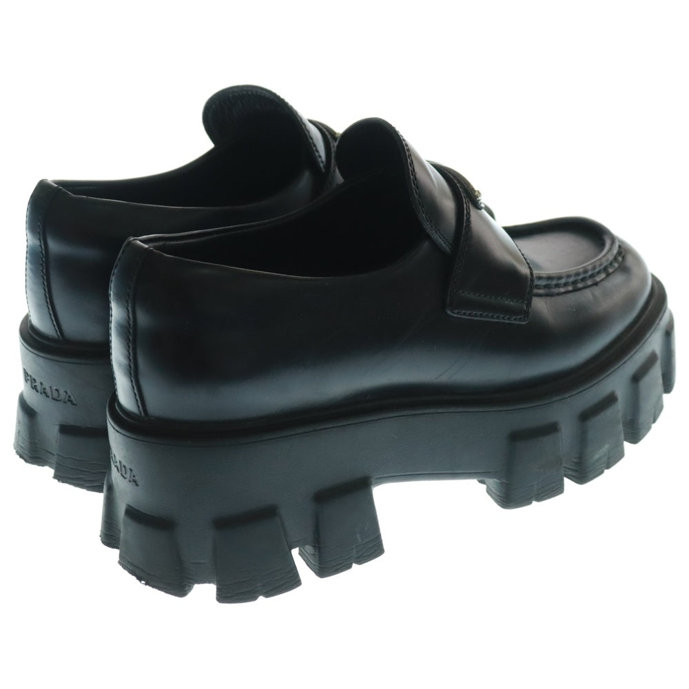 PRADA(プラダ) モノリス トライアングルロゴプレート レザー 厚底 ローファー シューズ ブラック レディース 2DE129