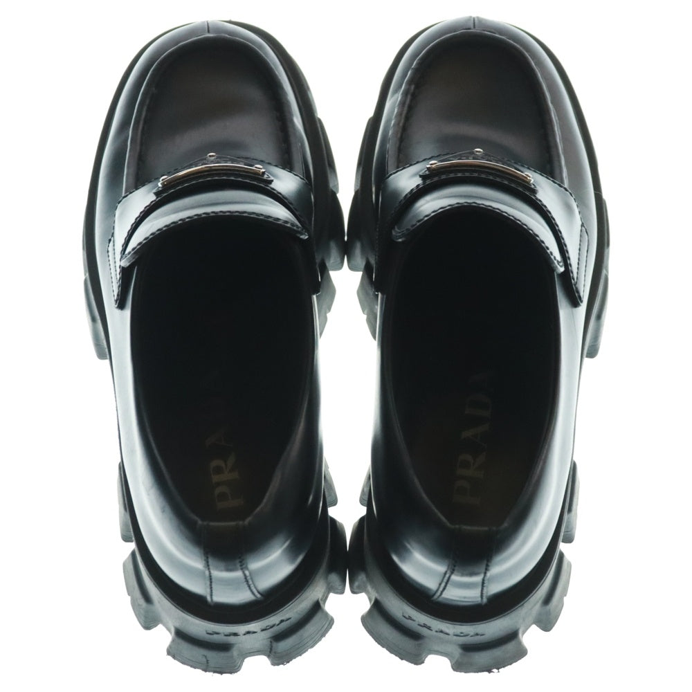 PRADA(プラダ) モノリス トライアングルロゴプレート レザー 厚底 ローファー シューズ ブラック レディース 2DE129