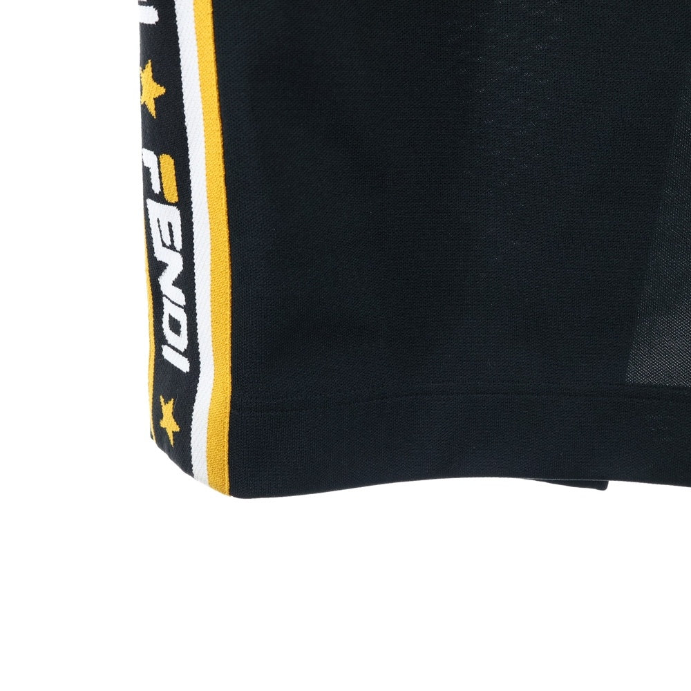 FENDI(フェンディ) 18AW ×FILA フィラ ズッカ柄 ロゴ ジャガード ライン ジャージー オフショルダー ワンピース ドレス ブラック/イエロー レディース FD9864