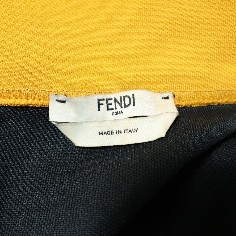 FENDI(フェンディ) 18AW ×FILA フィラ ズッカ柄 ロゴ ジャガード ライン ジャージー オフショルダー ワンピース ドレス ブラック/イエロー レディース FD9864