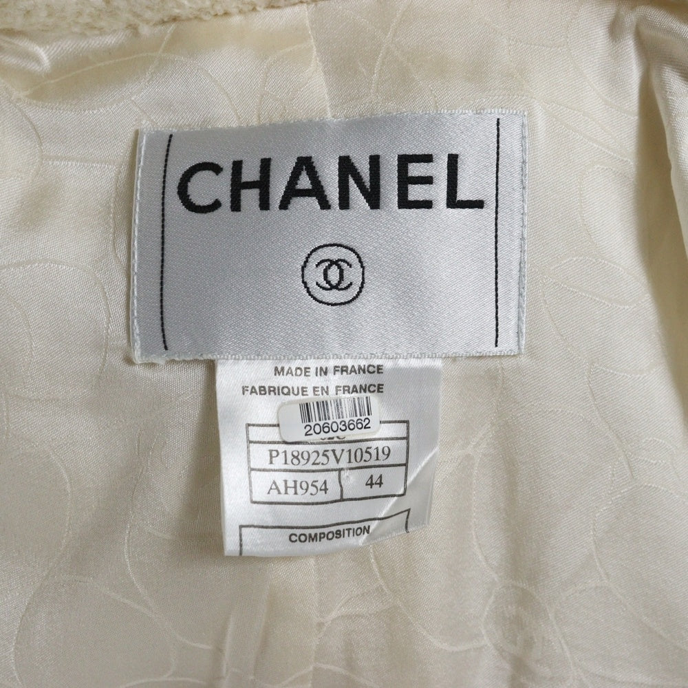 CHANEL(シャネル) 02C クルーズコレクション ココマーク シェルボタン シルク混 ウール ファンシーツイード ダブルブレスト テーラードジャケット レディース P18925V10519