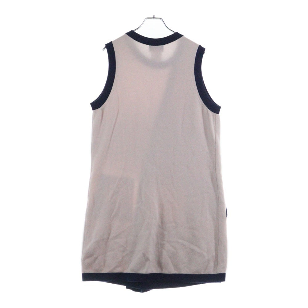 CHANEL(シャネル) 15SS ココマークボタン カシミヤニット クルーネック ノースリーブ パイピング レイヤード ワンピース ピンク/ネイビー レディース P51622K06638