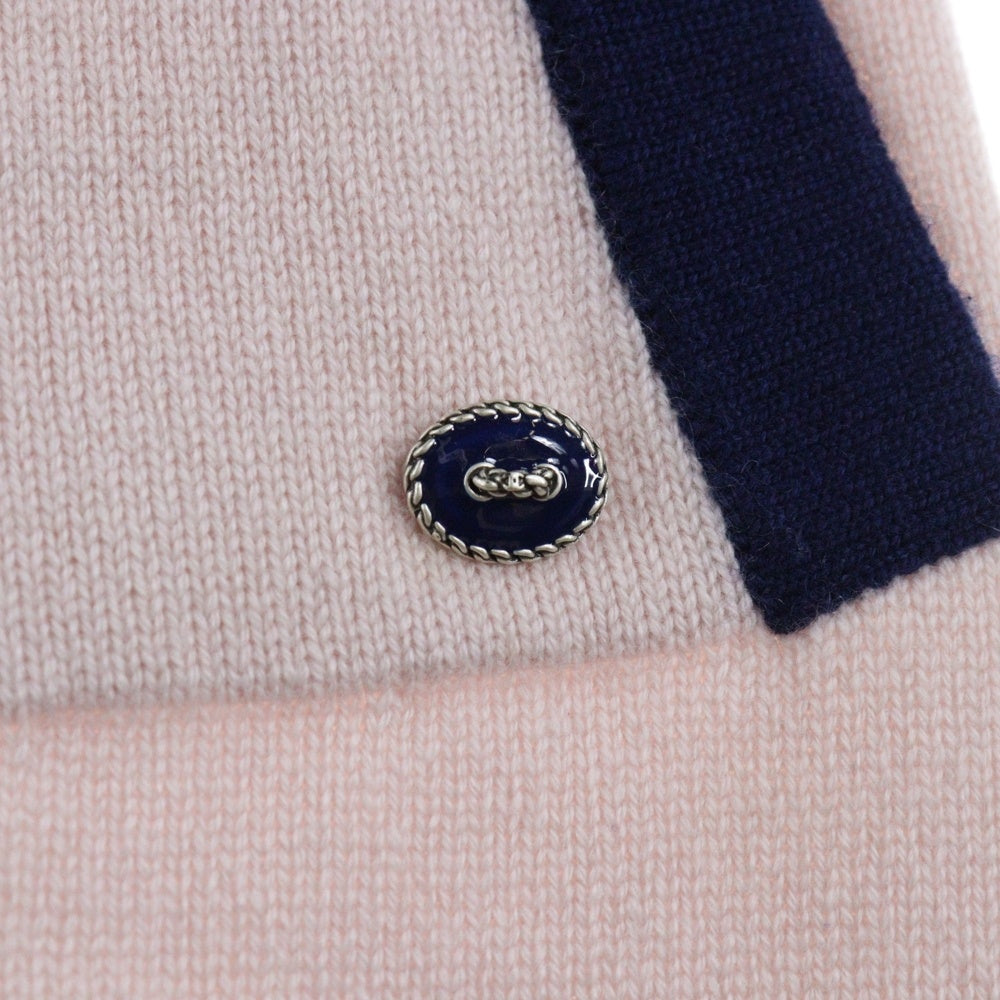 CHANEL(シャネル) 15SS ココマークボタン カシミヤニット クルーネック ノースリーブ パイピング レイヤード ワンピース ピンク/ネイビー レディース P51622K06638
