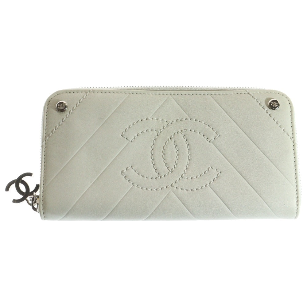 CHANEL(シャネル) Vステッチ 長財布 ロングウォレット ホワイト
