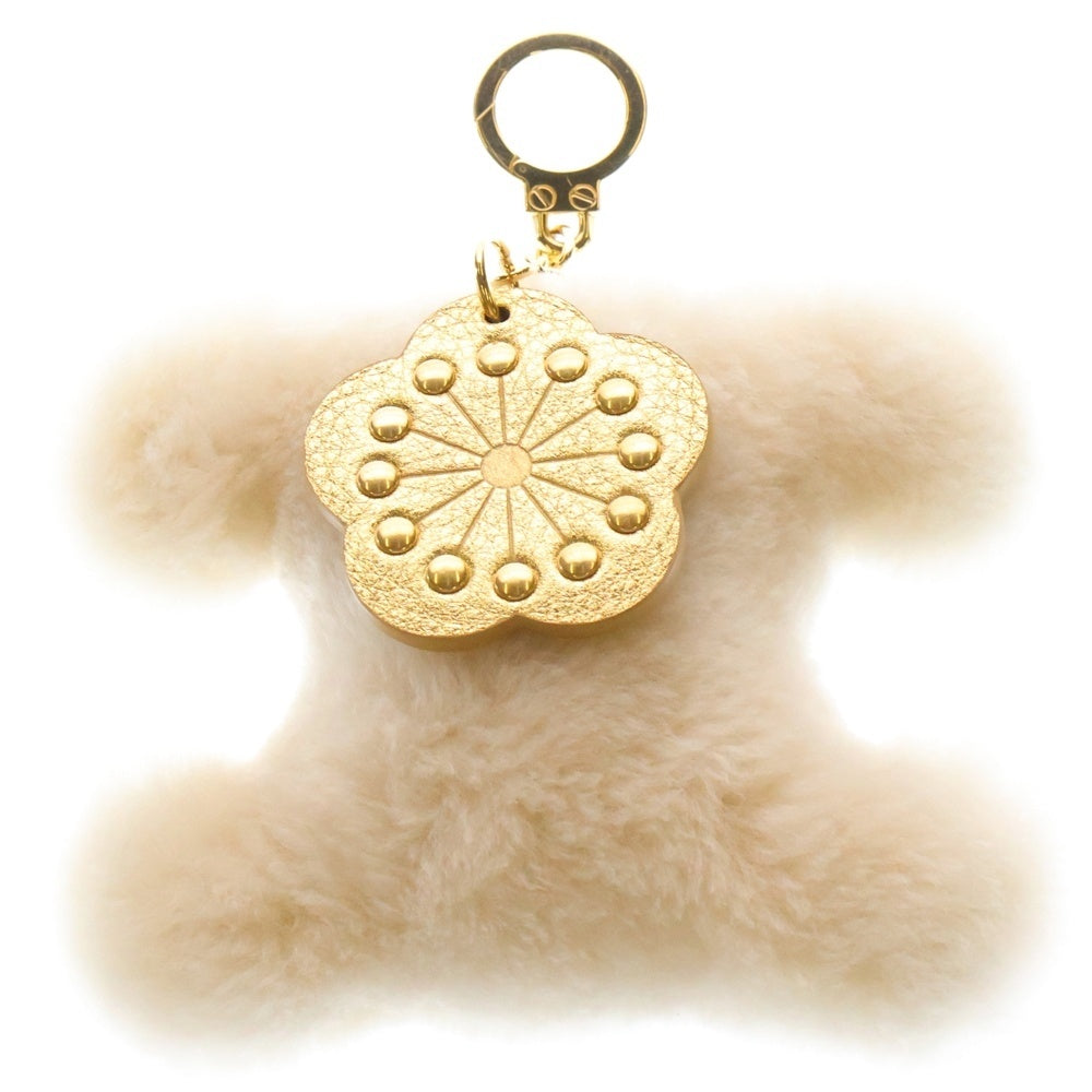 CELINE(セリーヌ) トリオンフ チャーム 梅モチーフ付き ポンポンチャーム ホワイト シアリング&カーフスキン 49K023GVW.01RC