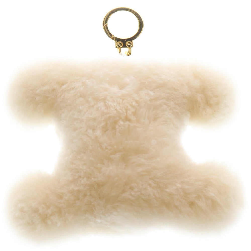 CELINE(セリーヌ) トリオンフ チャーム 梅モチーフ付き ポンポンチャーム ホワイト シアリング&カーフスキン 49K023GVW.01RC