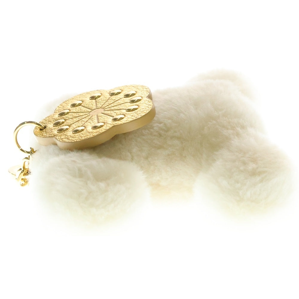 CELINE(セリーヌ) トリオンフ チャーム 梅モチーフ付き ポンポンチャーム ホワイト シアリング&カーフスキン 49K023GVW.01RC