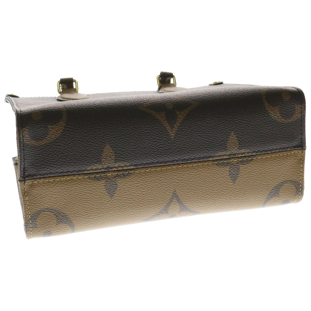 LOUIS VUITTON(ルイヴィトン) モノグラム オンザゴーPM 2WAY ポーチ付レザーショルダーバッグ ハンドバッグ ブラウン レディース M46373