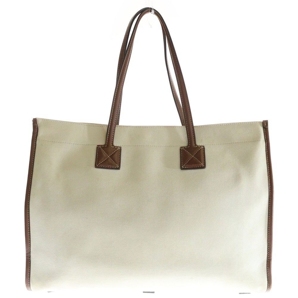BURBERRY(バーバリー) フレヤトートバッグ ハンドバッグ ミディアム アイボリー×ブラウン レザー×キャンバス ゴールド金具