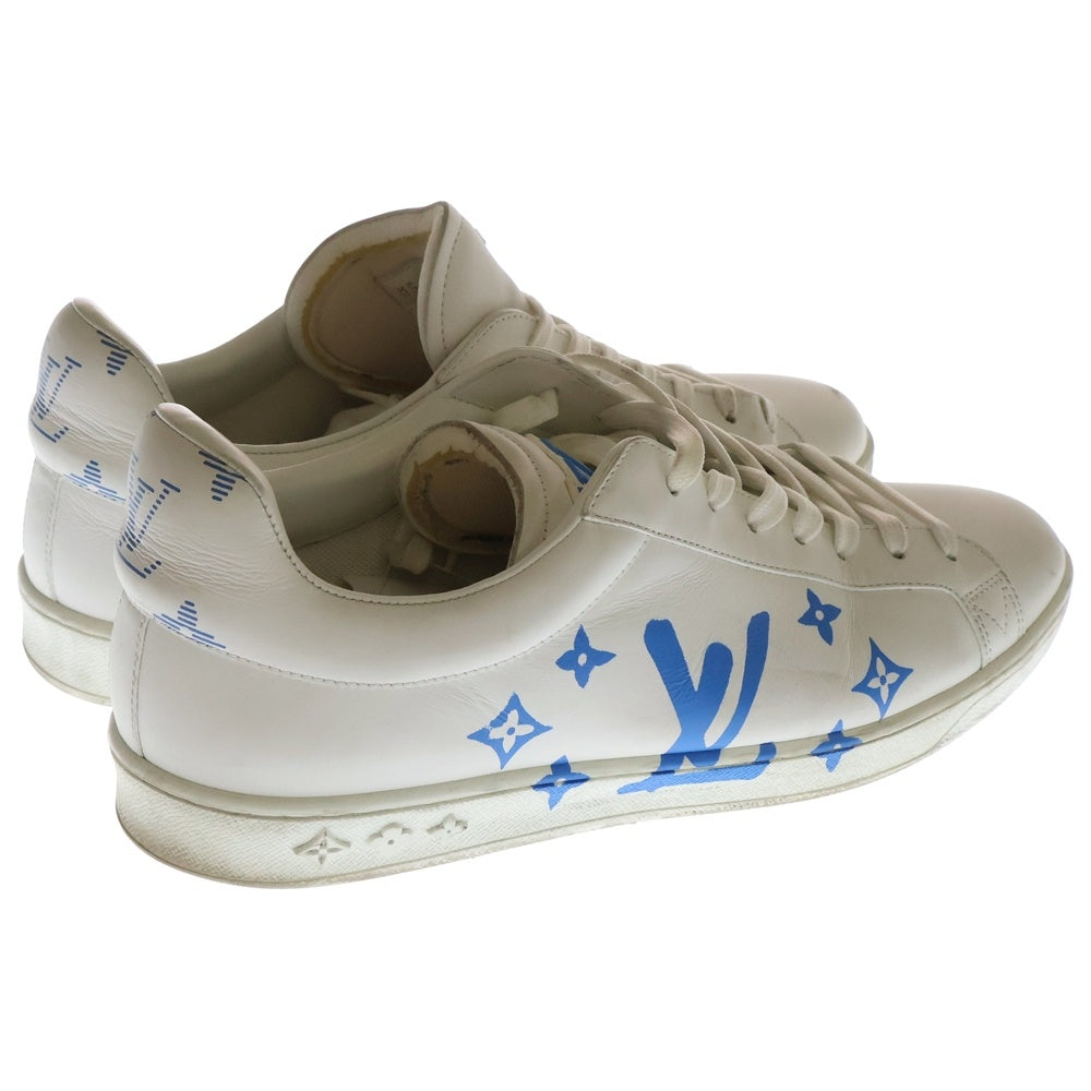 LOUIS VUITTON(ルイヴィトン) ルクセンブルグサモトラケライン LVロゴプリント レースアップ レザー ローカットシューズ スニーカー ホワイト/ライトブルー