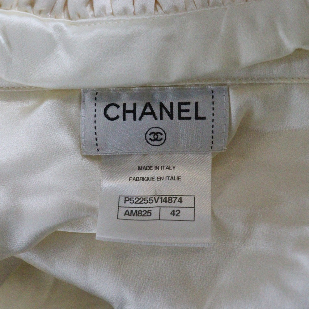 CHANEL(シャネル) グリポワボタン フリル シルク ジャケット ホワイト/アイボリー レディース P52255V14874