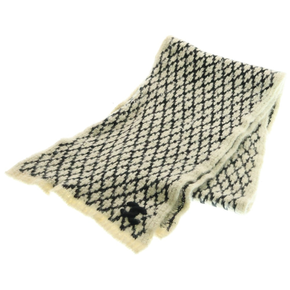 CHANEL(シャネル) ココマーク カシミヤニット ファンシーツイード ラメ マフラー ホワイト/ブラック