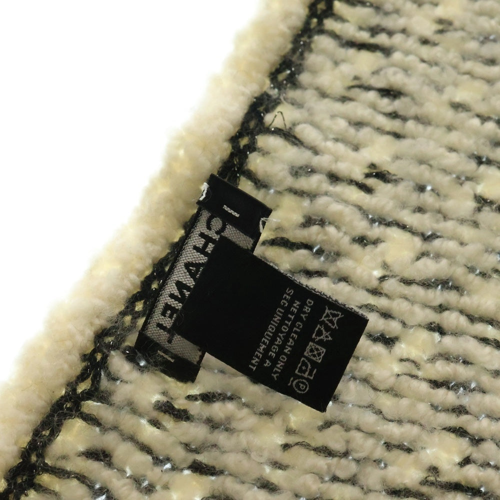 CHANEL(シャネル) ココマーク カシミヤニット ファンシーツイード ラメ マフラー ホワイト/ブラック