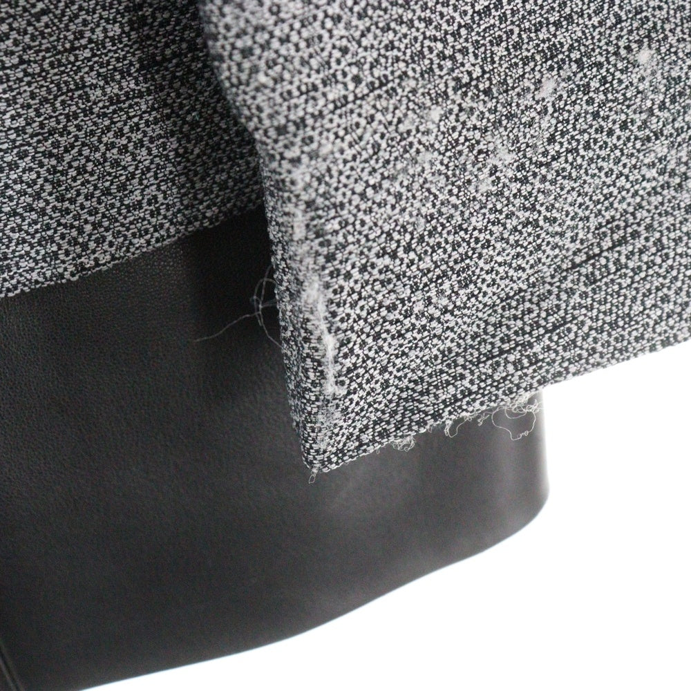 ALEXANDER WANG(アレキサンダーワン) ラムスキン レザードッキング レイヤードデザイン グラデーションジャガード ノーカラー テーラードジャケット ブラック/グレー 11617